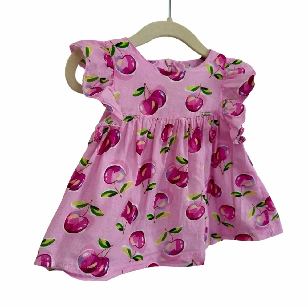 Mayoral Girl Cherry Flutter Sleeve Blouse 100% cotton Size 18M